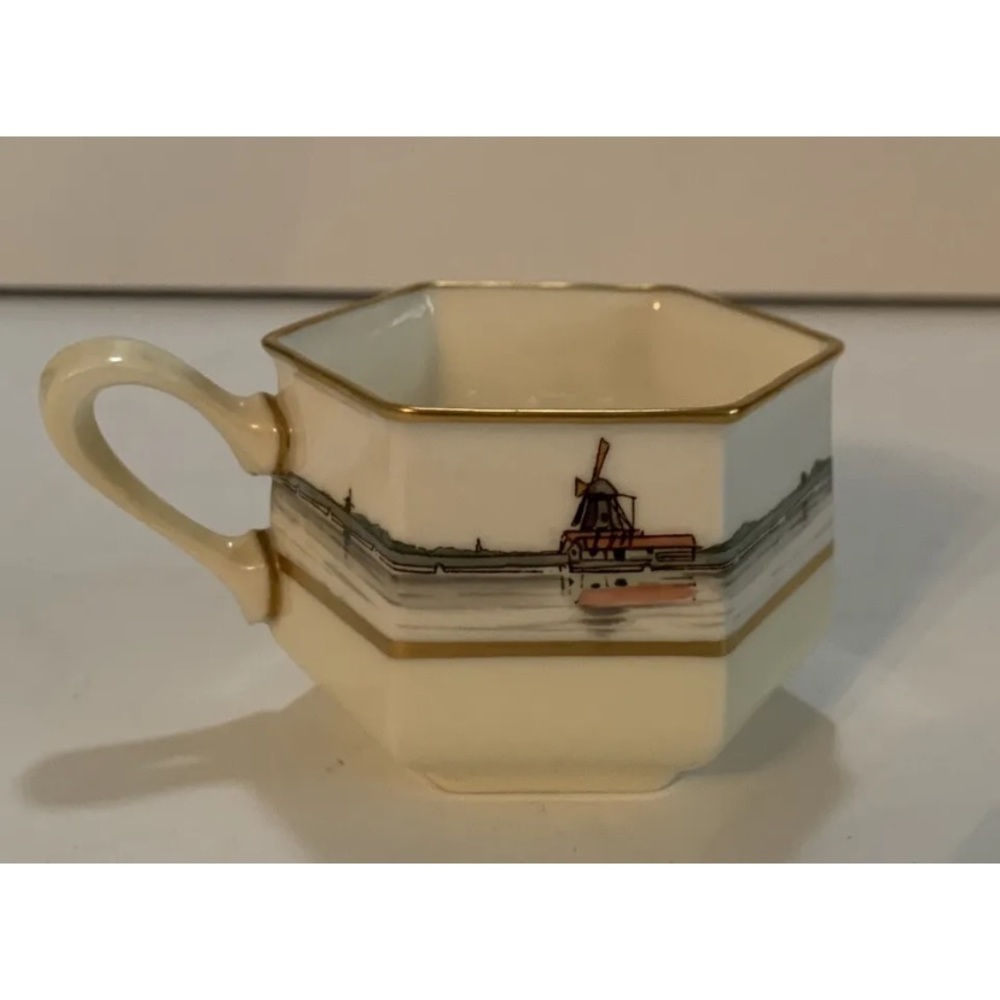 Vintage Lenox Coffee Tea Cup Windmill River Off White Ivory RARE HTF Numbered